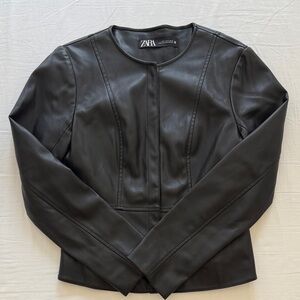 Zara Women's Classic Black Leather Jacket